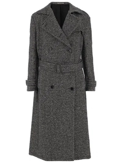 TAGLIATORE WOOL BLEND DOUBLE-BREASTED COAT