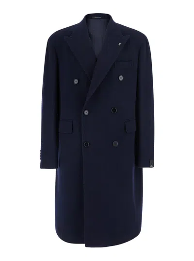 Tagliatore Wool Blend Double-breasted Coat In Black