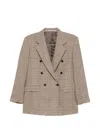 Tagliatore Check-pattern Double-breasted Jacket In Brown