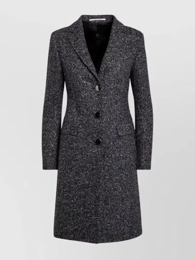 Tagliatore Wool Blend Long Length Single Breasted Coat In Gray
