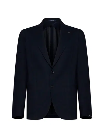 Tagliatore Wool-blend Single-breasted Blazer In Blue