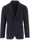 Tagliatore Pique-texture Single-breasted Blazer In Blue