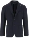 Tagliatore Black Jacket With Classic Revers And Logo Pin In Kashmir Man In Blue