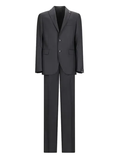 Tagliatore Wool-blend Single-breasted Suit In Black