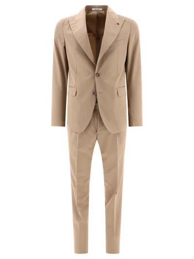 Tagliatore Wool-blend Single-breasted Suit In Brown