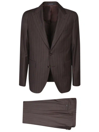 Tagliatore Wool-blend Suit In Brown