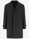 Tagliatore Reversible Wool Coat With Front Closure And Charm Logo In Gray
