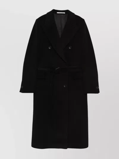 Tagliatore Wool Coat Belted Double-breasted Design In Black