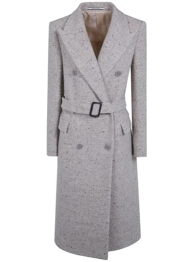 Tagliatore Jole C Herringbone Double-breasted Coat In Gray