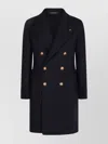 Tagliatore Wool Coat With Notched Lapels And Back Tab