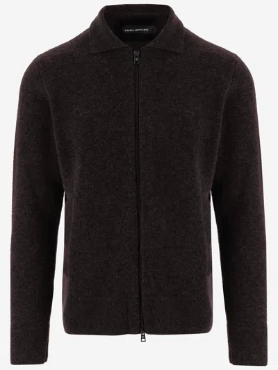 Tagliatore Wool Cotton Blend Sweater In Brown