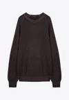 Tagliatore Wool Crew Neck Pullover With Raglan Sleeves In Brown