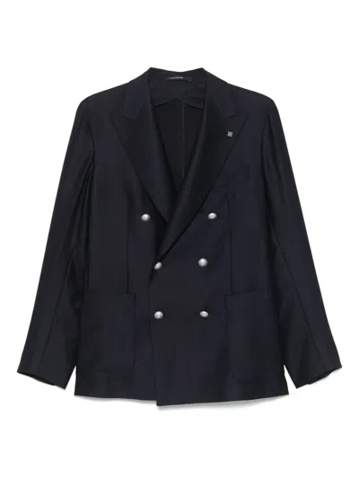 Tagliatore Wool Double-breasted Blazer In Blue
