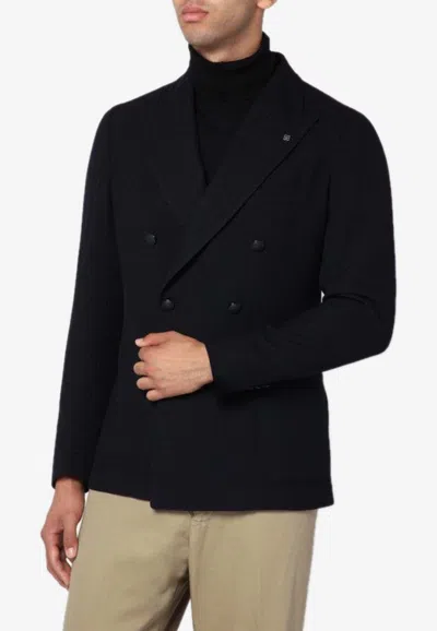Tagliatore Wool Double-breasted Blazer In Blue