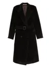 Tagliatore Long Double-breasted Wool Coat Belted Waist In Black