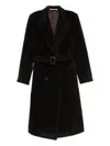 Tagliatore Long Double-breasted Wool Coat Belted Waist In Black