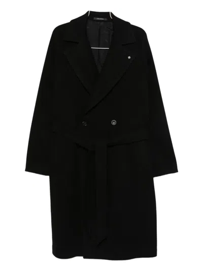 Tagliatore Wool Double-breasted Coat In Black