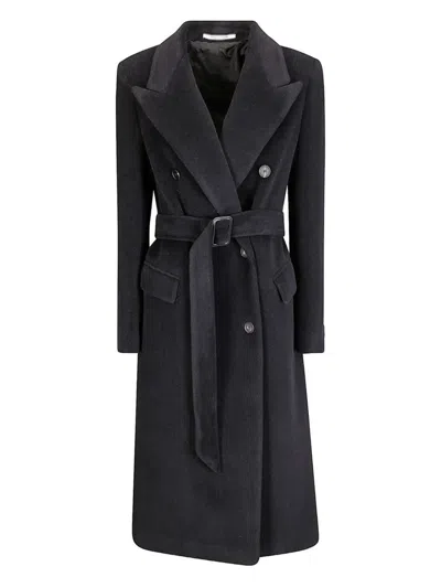 Tagliatore Wool Double-breasted Coat In Black
