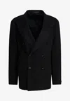Tagliatore Wool Double-breasted Coat In Black