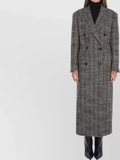 TAGLIATORE WOOL DOUBLE-BREASTED COAT HERRINGBONE PATTERN