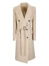 Tagliatore Double-breasted Wool Coat Belted Waist In Multi