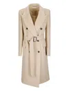 Tagliatore Double-breasted Wool Coat Belted Waist In Neutral