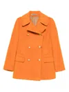 Tagliatore Double-breasted Wool-mohair Blend Coat With Flap Pockets In Orange
