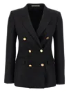 Tagliatore Double-breasted Wool Jacket With Peak Lapels In Black