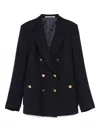 Tagliatore Wool Double-breasted Jacket With Peak Lapels In Blue