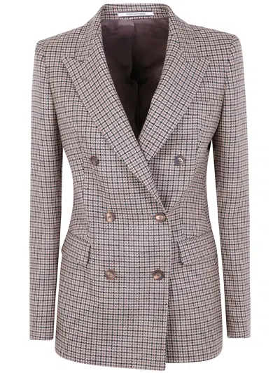 Tagliatore Wool Double-breasted Jacket In Burgundy