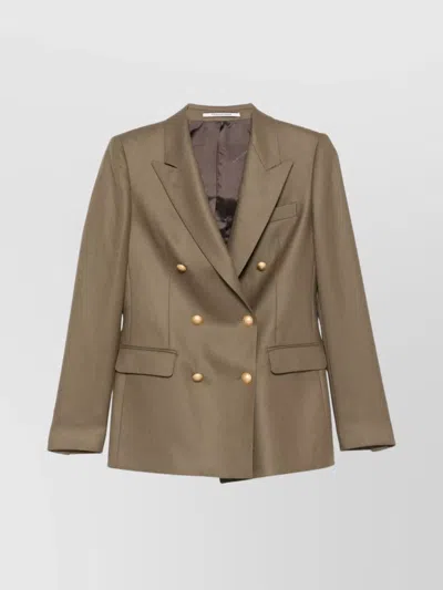 Tagliatore Wool Double-breasted Jacket Featuring Back Vent In Burgundy