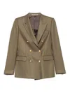 Tagliatore Wool Double-breasted Jacket Featuring Back Vent In Green