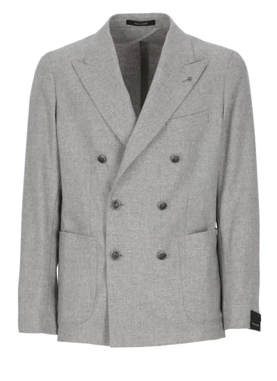 Tagliatore Wool Double-breasted Jacket In Grey