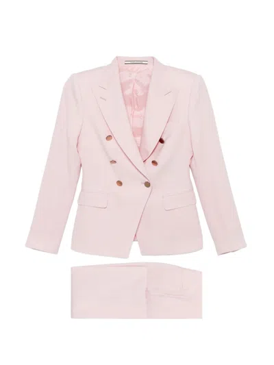 Tagliatore Wool Suit Double Breasted Notched Lapels In Pink