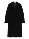 Tagliatore Long Double-breasted Wool Coat Belted Waist In Black