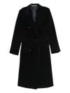 Tagliatore Long Belted Double-breasted Wool Coat In Black
