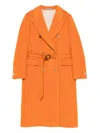 Tagliatore Long Length Wool Coat With Gold-tone Buttons In Orange