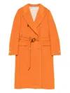 Tagliatore Long Length Wool Coat With Gold-tone Buttons In Orange