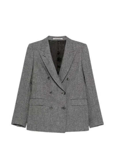 Tagliatore Wool Double-breasted Blazer In Gray