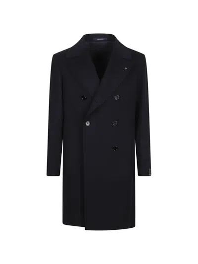 Tagliatore Wool Double-breasted Coat In Blue