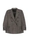 Tagliatore Double-breasted Check-pattern Jacket In Brown
