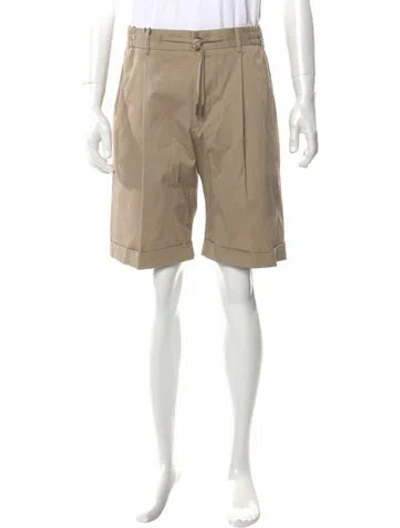 Pre-owned Tagliatore Wool Flat Front Shorts W/ Tags In Neutral