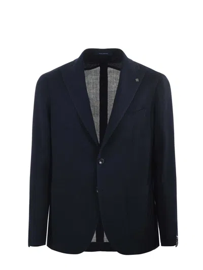 Tagliatore Wool Hopsack Jacket In Blue
