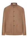 Tagliatore High-neck Buttoned Wool Jacket In Brown