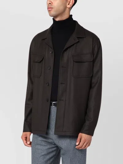 TAGLIATORE WOOL JACKET WITH CHEST POCKETS AND COLLAR
