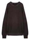 Tagliatore Wool Crew Neck Pullover With Raglan Sleeves In Brown