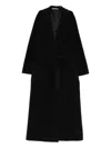 Tagliatore Long Wool Coat Belted Waist In Black