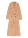 Tagliatore Long Wool Coat With Belt And Pockets In Neutral