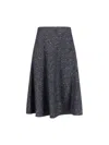 Tagliatore Flared Grey Skirt With Textured Fabric And Sequined Detail In Gray