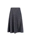 Tagliatore Flared Grey Skirt With Textured Fabric And Sequined Detail In Gray